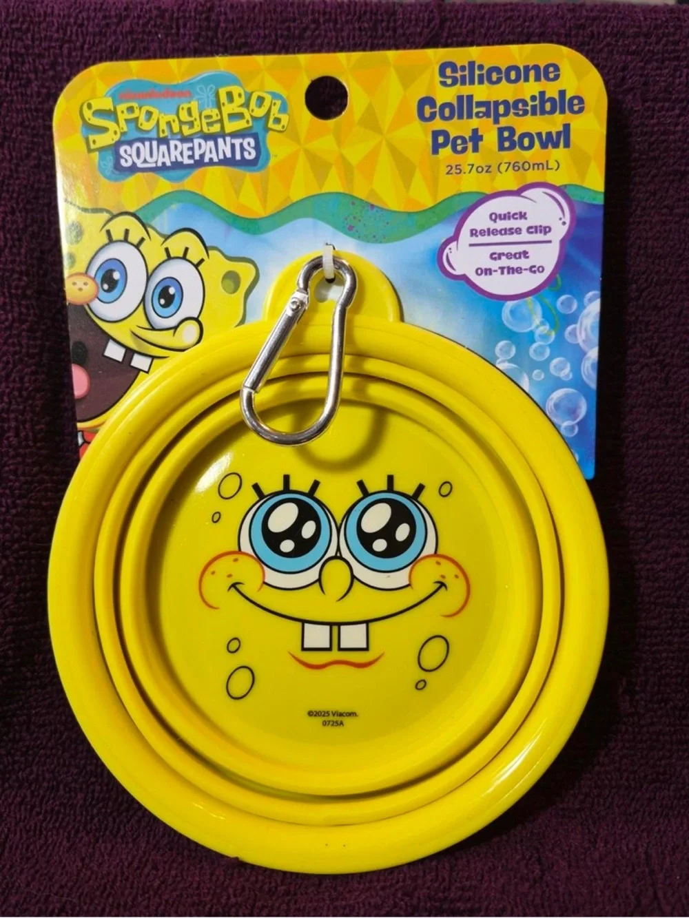 SpongeBob Squarepants Bright Yellow Silicone Travel Pet Bowl